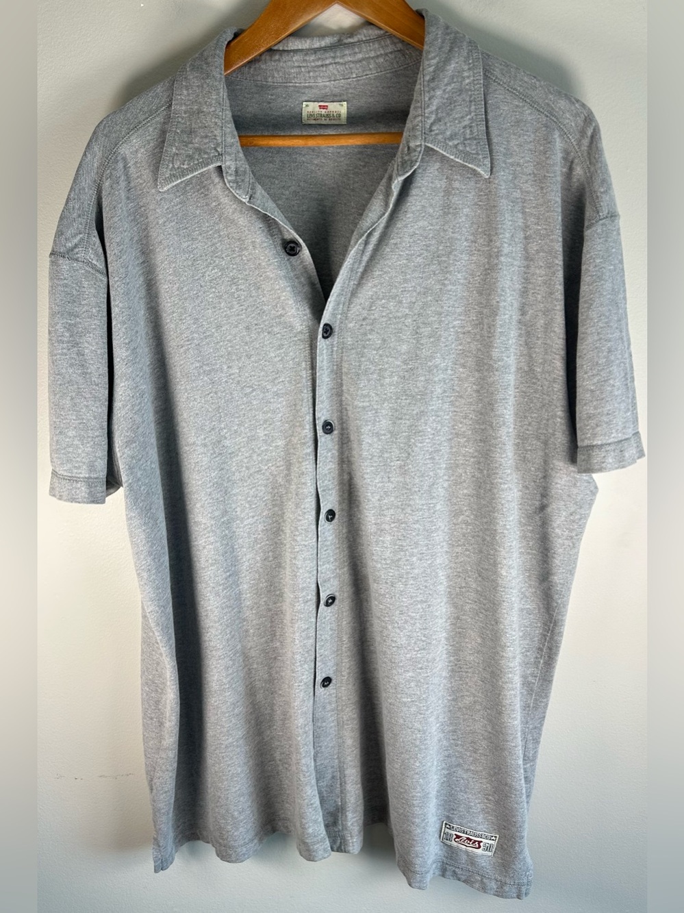 Levi’s Mens Button Down Shirt XL Baseball Shirt Style Gray Cotton Levis Vintage